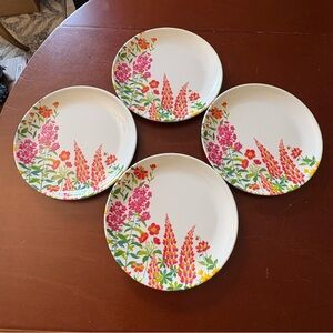 Laura Ashley Melamine 8” Pink & Green Floral Plates - Set of 4